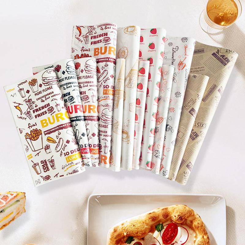 50Pcs Oil-Proof Wax Paper Baking Food Wrappers For Burgers French Fries Sandwich & Bread Kitchen Food Baking Tools Mat
