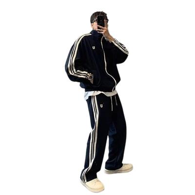 ZANBANG Trainingsanzug Outdoor Lässig Locker Lang Übergröße OO81 Herren Set, Sportbekleidung, Bekleidung, Paare Zweiteiliger Hoodie, Passform, Cool, Weich, Mit Kapuze, Ärmel,