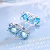 Klasické stříbrné náušnice 925 pro půvabnou dámu s modrou barvou Topaz drahokamy Ženy Party Valentines Dárky