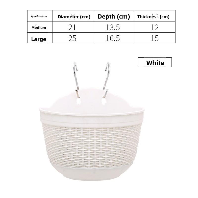 Semi-Circular Wall-Mounted Flower Pot Plastic Imitation Rattan Hanging Succulent Green Radish Special Balcony Decoration Contain