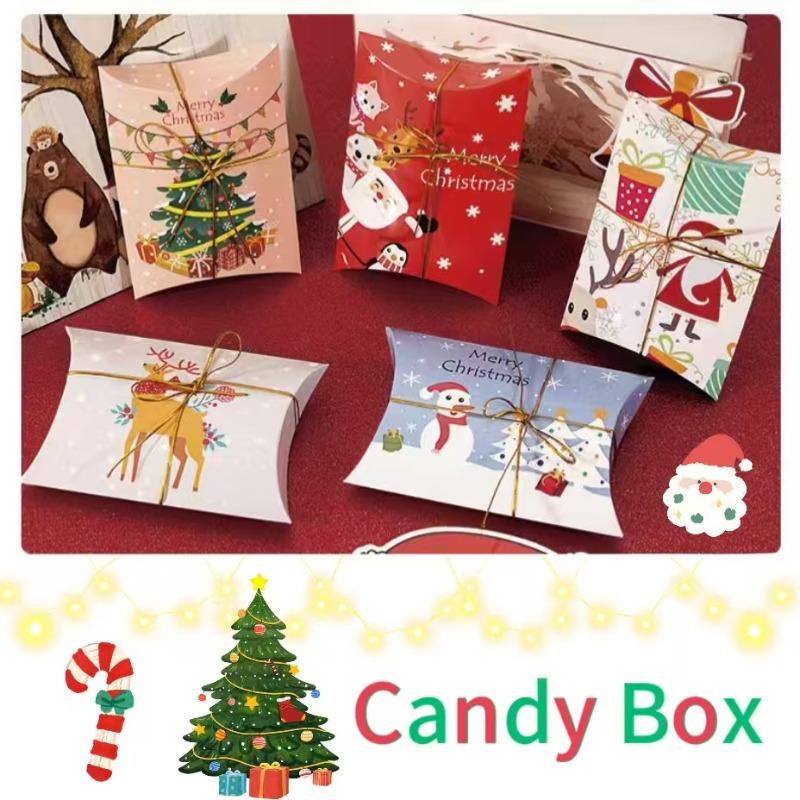 20-60 Stück Weihnachten Bronzing Kleine Geschenkbox Feiertagsparty Süßigkeiten Keks Snack Geschenk Mode Einfache Verpackung Kissenform Karton