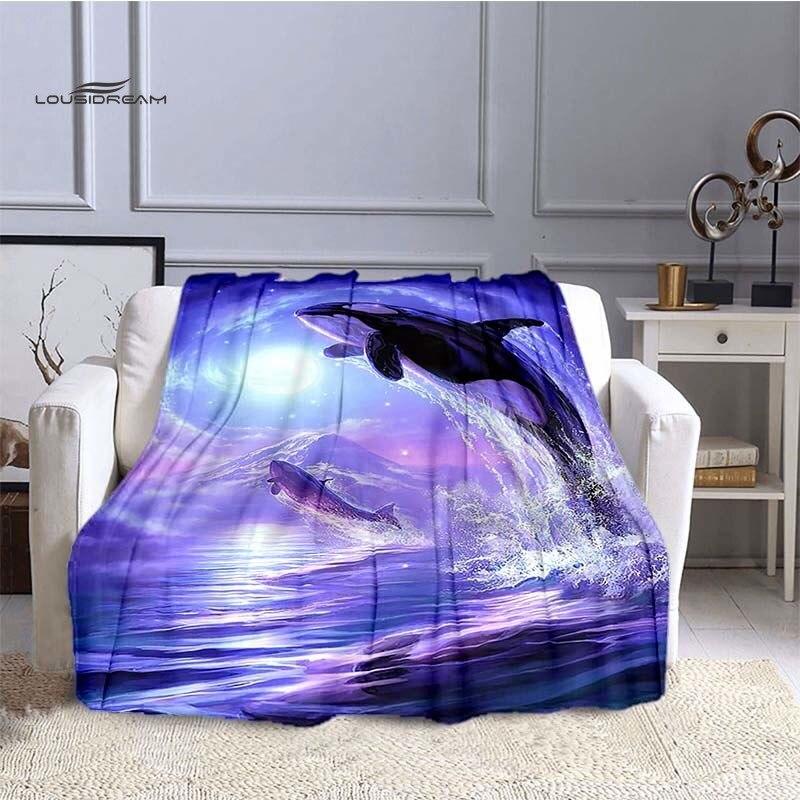LOUSIDREAM Marine Life Flannel Blankets for Bed Home Travel Adult Flannel Blanket for Couch Bed Living Room Sofa Child Keep Warm
