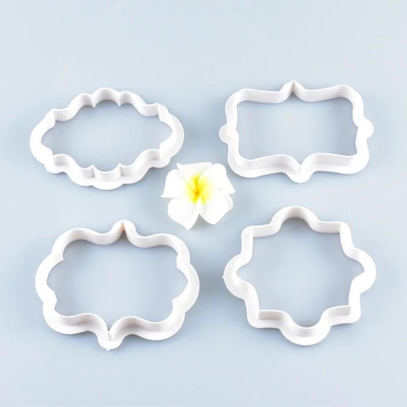 Plastic Cookie Cutter Biscuit Making Fondant Cake Decorating Vintage Rectangle Plaque Frame Sugar Mold Fondant Moulds Supplies
