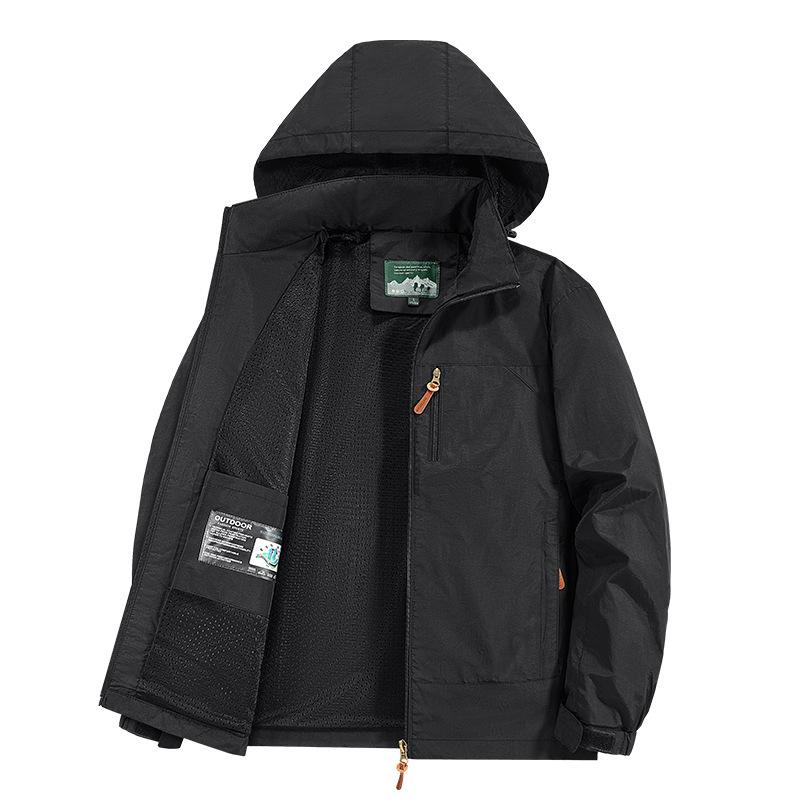 

Осенне-зимний уличный однослойный ветрозащитный штурмовой костюм, повседневный штурмовой костюм с капюшоном, спортивная куртка, костюм для походов M чёрный