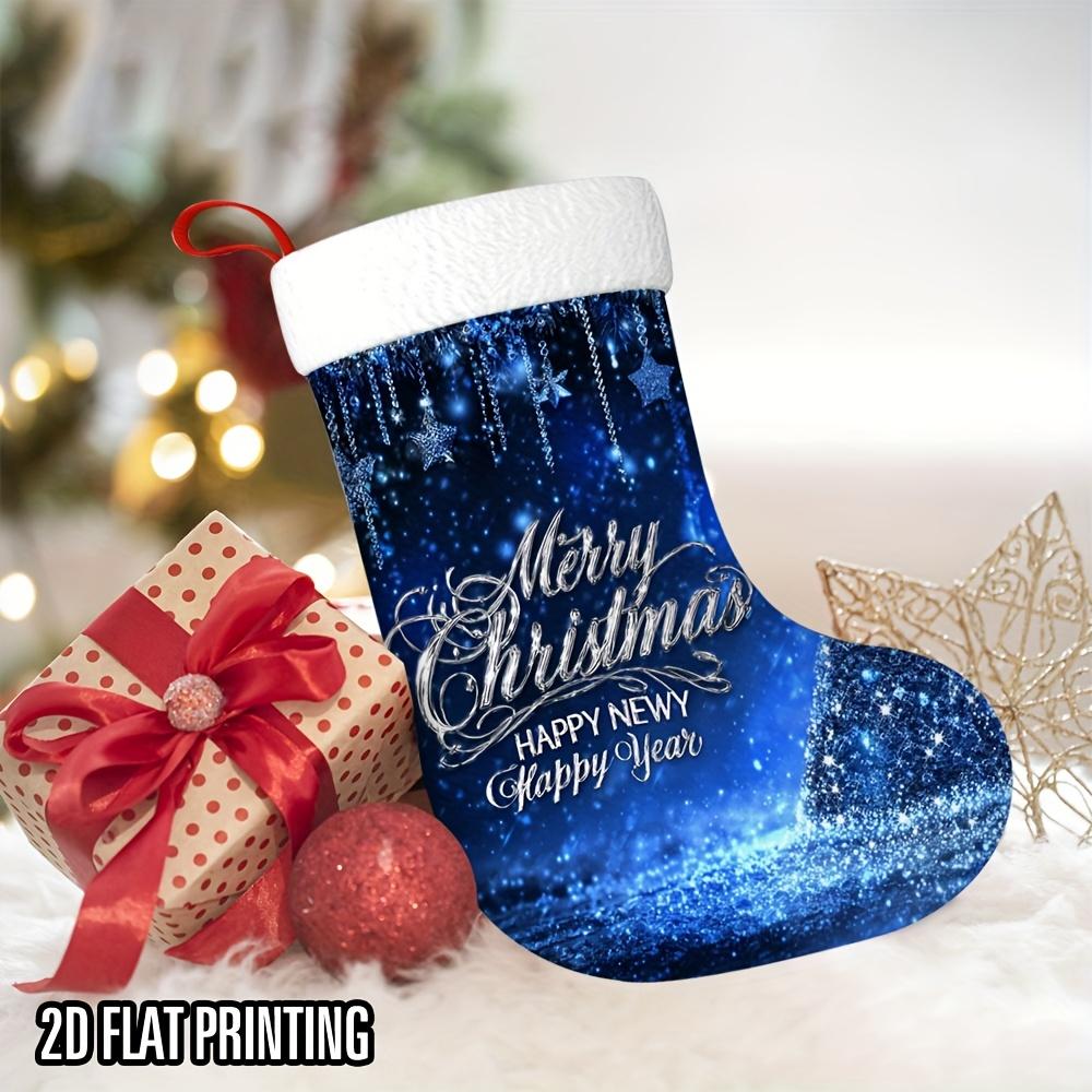 Christmas decoration fireplace hanging stockingOne Christmas Sparkling Greeting Stocking, a Large Hanging Sock