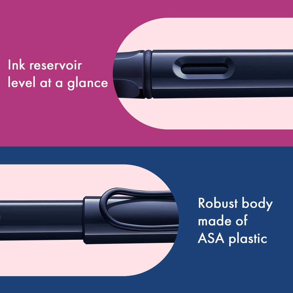 LAMY Safari Dark Dusk Medium Size Fountain Pen with Ergonomic Grip and Polished Steel Nib Perfect for All Writing and Calligraphy Includes LAMY T10