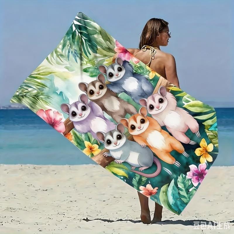 Newest Beach Sand Towel Watercolor Colorful Sloth Tropical Floral Beach Towel Microfiber Summer Pool Quick Dry Travel Towel