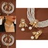 Gold Animal Jewelry Set Featuring Small Bee Pendant And Pearl Earrings For Women
