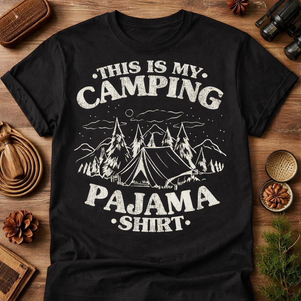 This Is My Camping Pajama Shirt, Funny Camping T-Shirt, Vintage Outdoor Adventure Tee, Happy Camper Pajamas, Night Sky Camping Gift