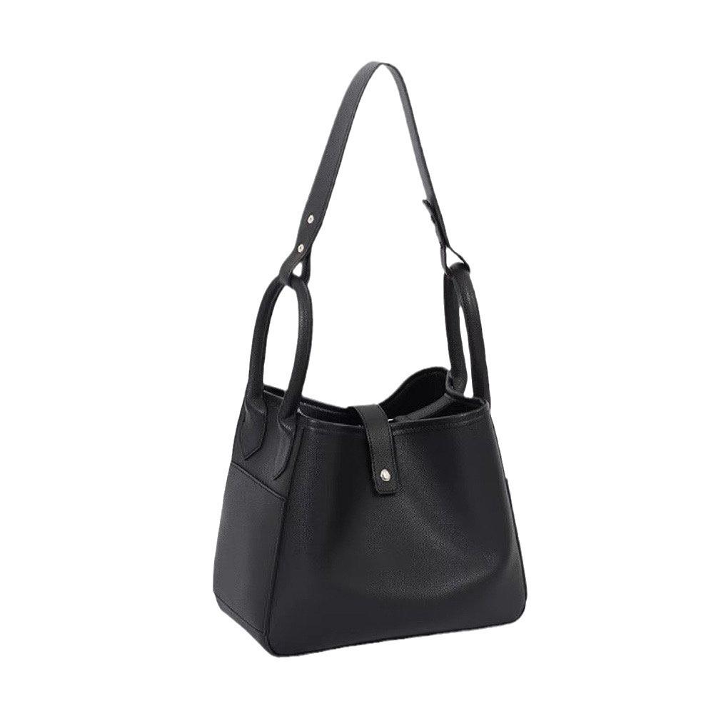 Niche Sugar Cube Bucket Bag Multifunctional Pu Leather Lychee Pattern Soft Leather Simple Large Capacity Vegetable Basket Bag