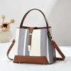 Pu Water Bucket Bag With Multilayer Weaving And Color Block Design For Daily Casual Use