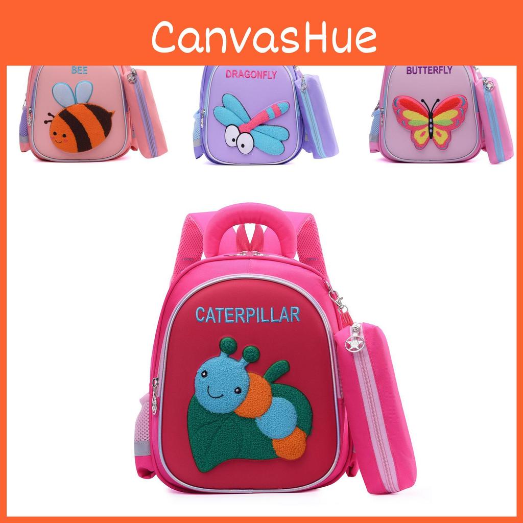 Childrens Butterfly Dragonfly Backpack Large Capacity Layered Zipper Storage