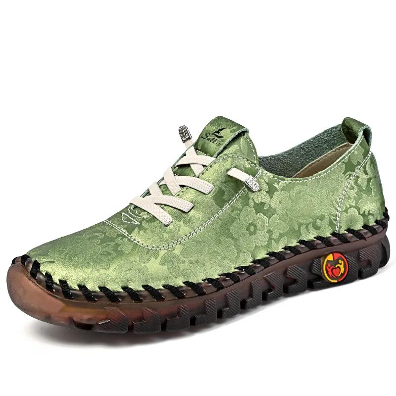 

Fashion Sneakers Women Large Size 35-44 Loafers Lace Leather Flat New Spring Casual Comfortable Mom Shoe Mujer Zapatos Chaussure Femme 44 зелёный