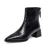 Pointed Short Boots Straight Boots Women's Simple Temperament Rear Zipper Leather Boots High Heel Chelsea Boots