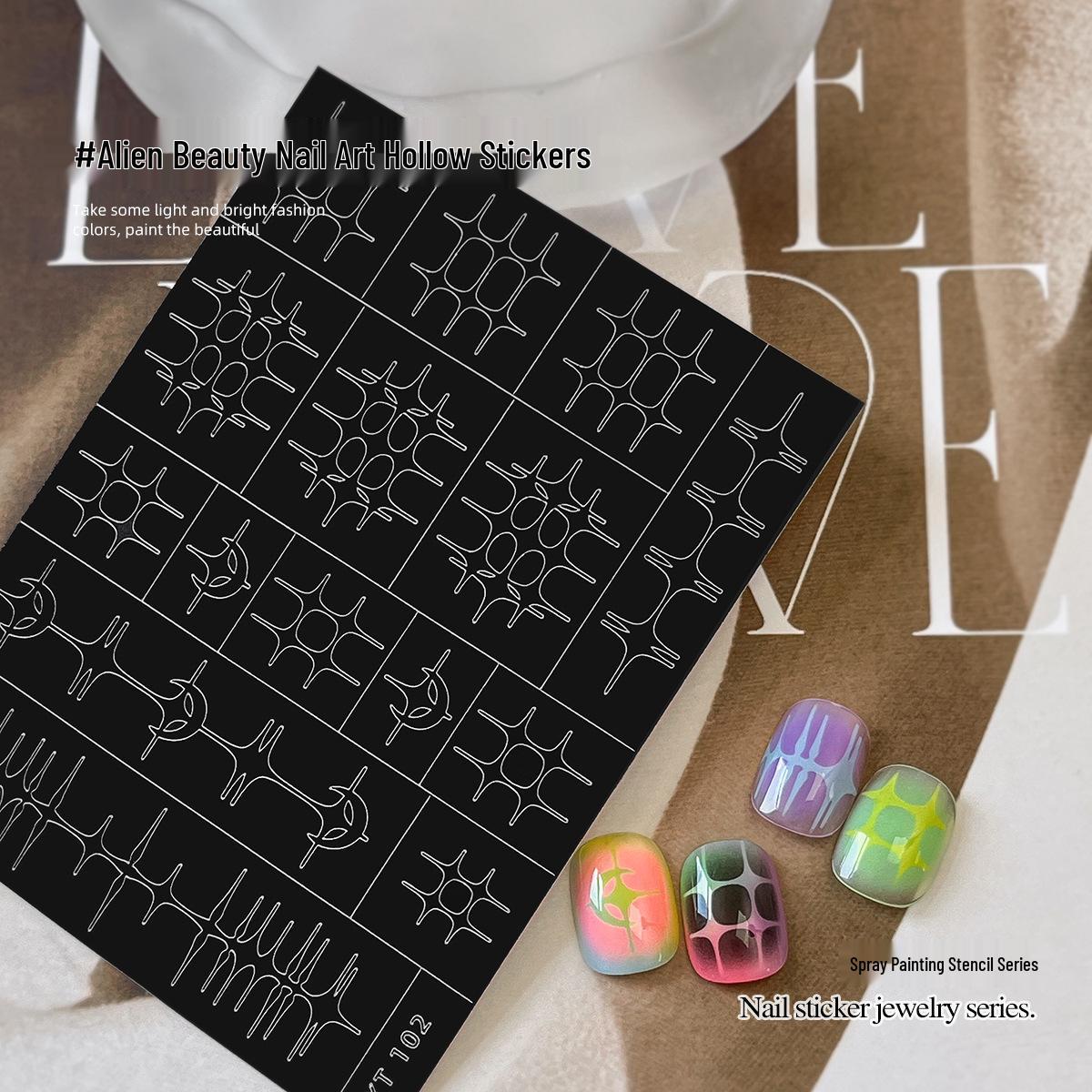 Alien Gothic Nail Art Stickers: Retro Dark Style for a Hot Girl Look