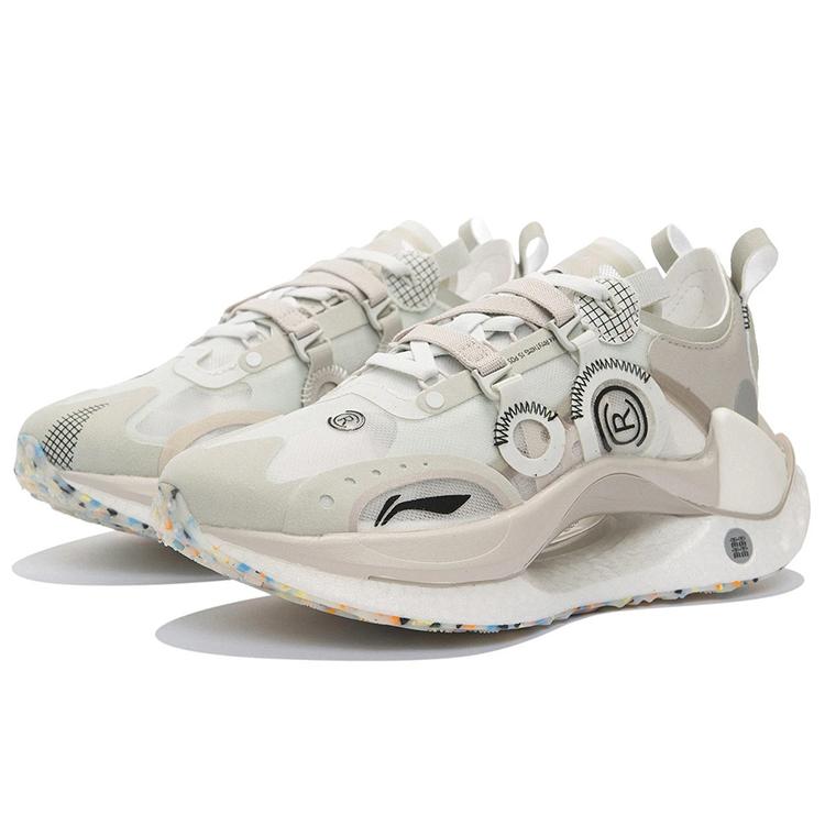 Li Ning Odpružené Protiskluzové Odolné proti oděru Prodyšné Lehké Nízké Ležérní Boty Dámské Bílé Šedé AZGS022-1