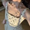Mrs. Xiao Elegant French First Love Polka Dot Retro Square Neck Dress