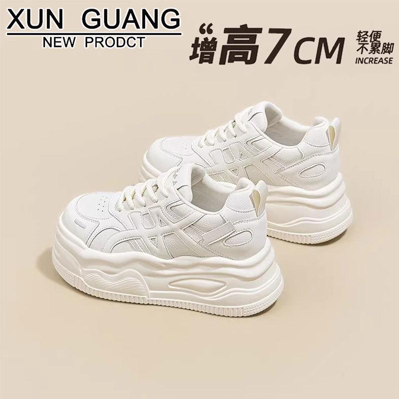 

thick-soled leather little white shoes women s heightening women s shoes autumn and winter new casual board shoes soft-soled muffin shoes 34