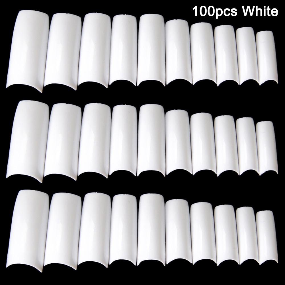 100/500pcs Transparent False Nail Tips Clear White UV Gel Fake Nails Extension 10 Sizes for Home DIY Nail Salon Manicure