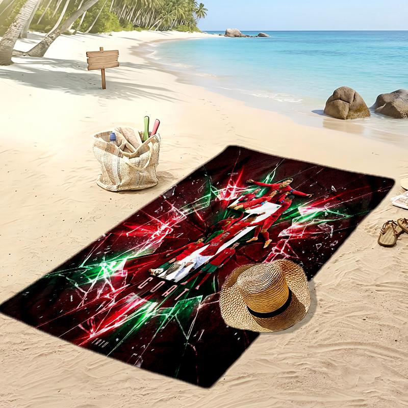 Portugal Fußball Print Strandtuch Schnelltrocknend Super Saugfähig Weiches Badetuch für Schwimmen Strand Reisen Fan Souvenir Geschenk