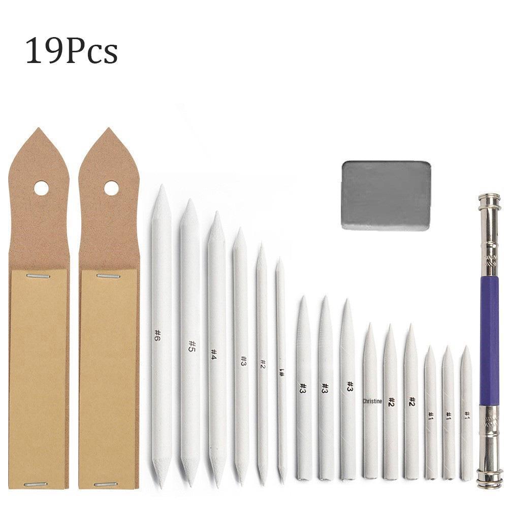 

19-Piece Art Supply Set: Eraser, Pen, Sandpaper Board, Extension for Sketching & Painting