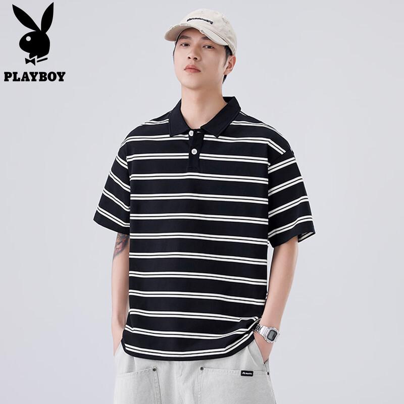 PLAYBOY Men s Summer Thin Loose Fit Solid Polo Shirt M
