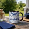 Yousheng USA 250th Anniversary Blue Mug, Patriotic Ceramic Coffee Cup with Eagle Flag Design, Independence Day Gift for Veterans Men Women