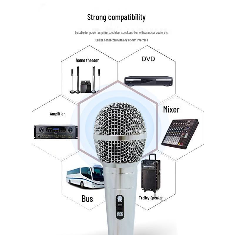 Full Metal Dynamic Wired Microphone for KTV, Live Streaming, and Audio Amplification