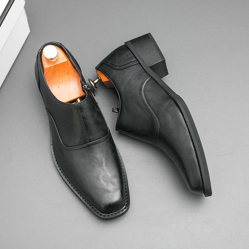 5cm Height-Increasing Men's Leather Shoes: Korean & British Style, Thick-Heeled Casual Footwear for Business & Nightclub