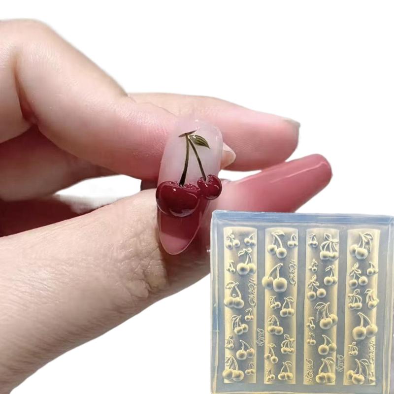 3D Rose Flower Butterfly Silicone Mold Nail Art Decorations DIY Cherry Design Nail Templates Jewelry Crafts Manicure Design Tool