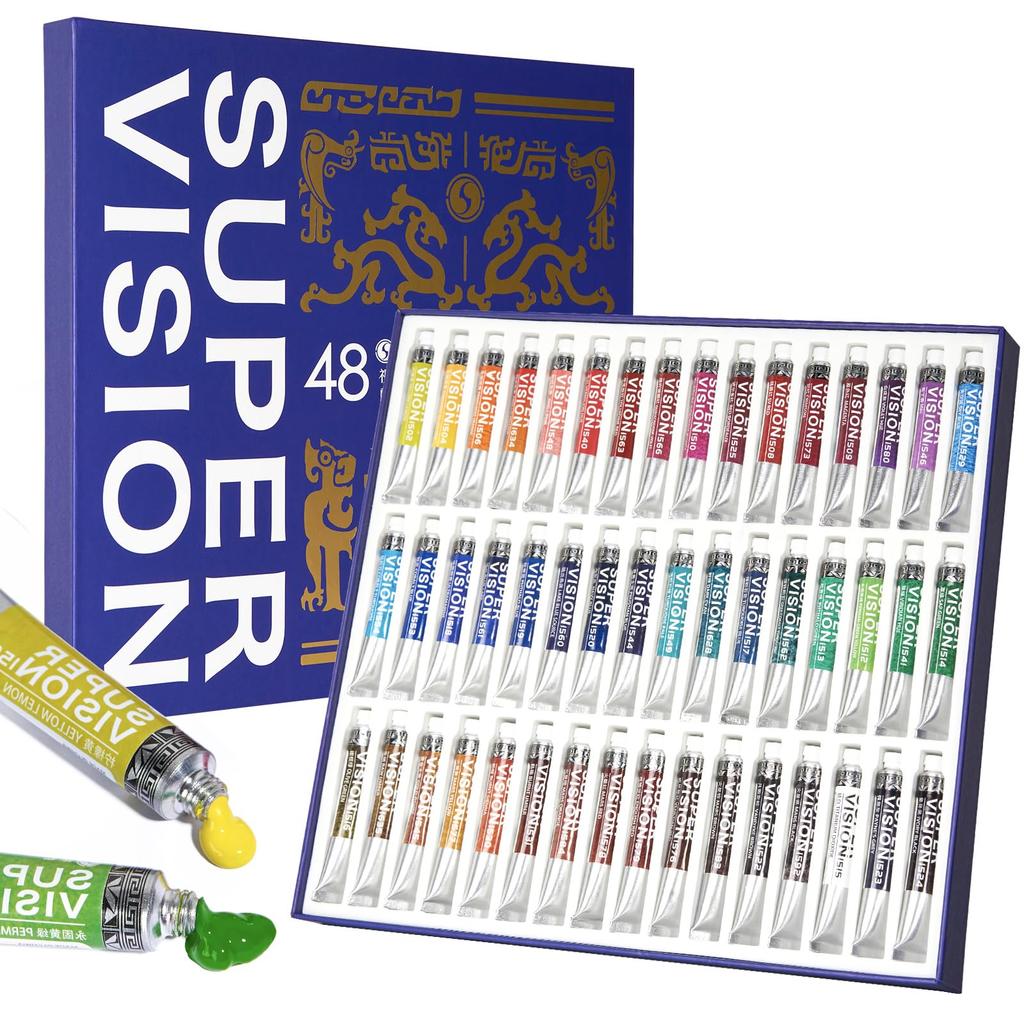 SUPER VISION Watercolor Paint Set Master Artist Grade 48 Colors x 8ml Watercolor Paint Tubes Professional Watercolor Paints Made from Mineral Pigments