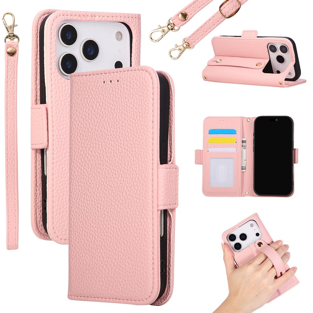 PU Leather Ultra Wrist Strap Wallet Case for For IPhone 17 Air 16 15 14 13 12 11 Pro Max Plus Mini Cover with Card Holder