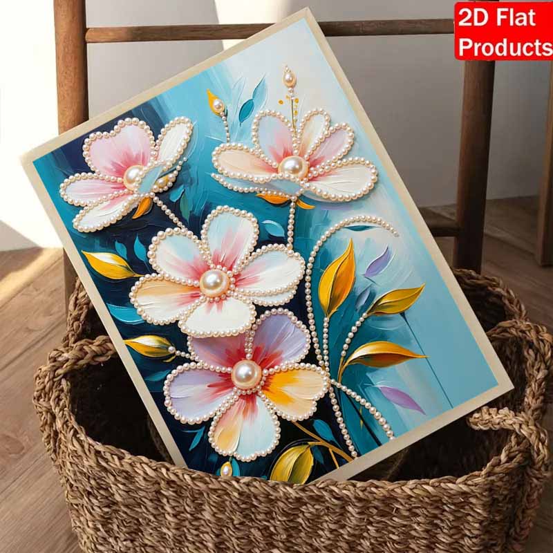 DIY Frameless Pearl Art Painting Kit Elegant Colorful Floral Bouquet 3D Bead Canvas Handmade Craft for Adults Wall Decoration Gift