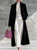 Autunno e Inverno, Popolare Cappotto Lungo in Velluto Dorato da Donna Giacca in Velluto con Revers High-End Sopra il Ginocchio