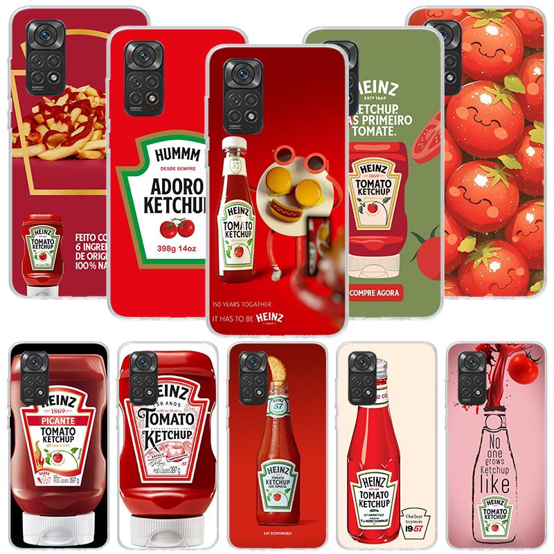 Lamb Heinz Tomato Ketchup Phone Case For Xiaomi Redmi Note 13 14 15 Pro Plus 12S 12 14S 11S 11E 10 10S 11 11T 5G 4G Cover Coque