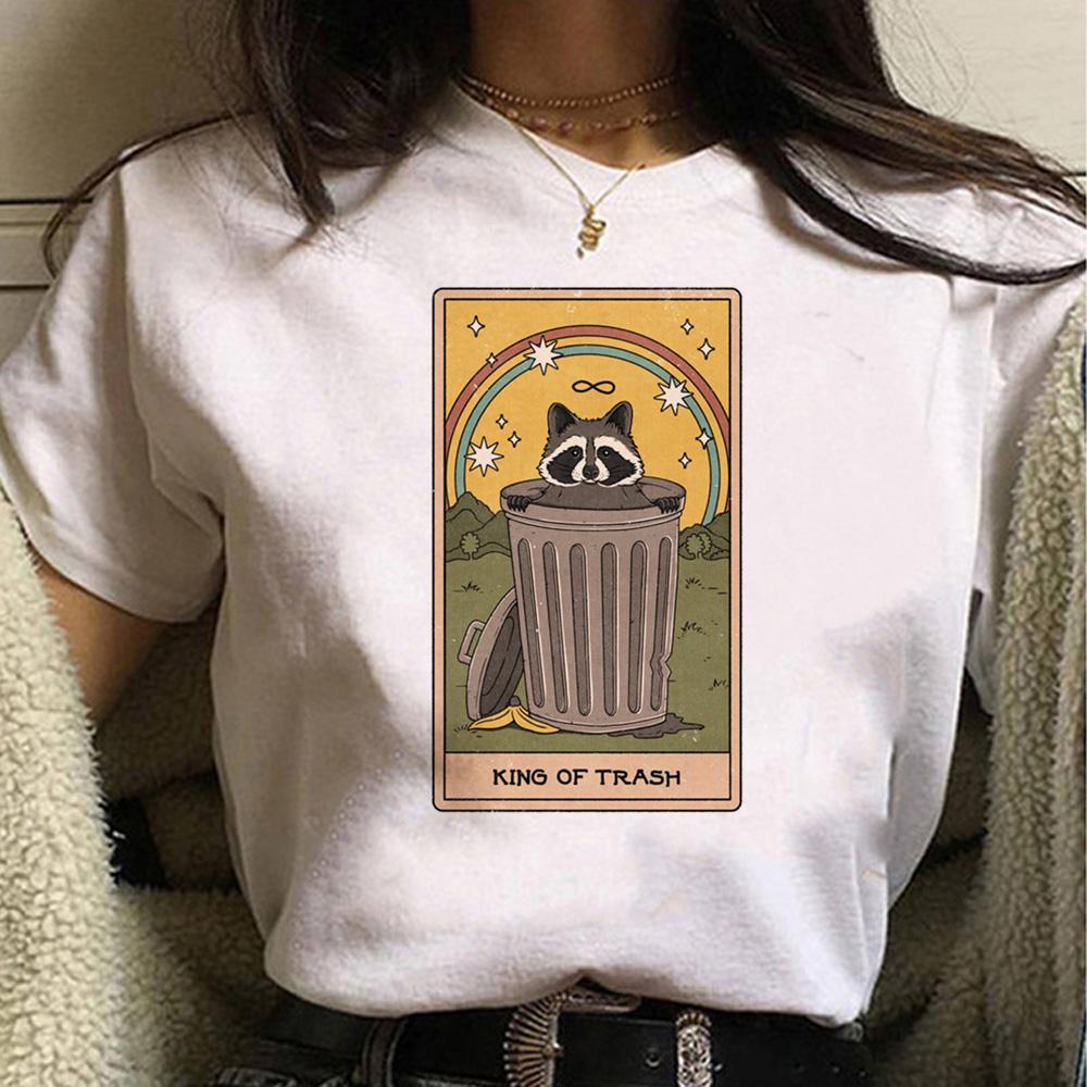 Racoon top women designer streetwear t shirt girl y2k 2000s clothing