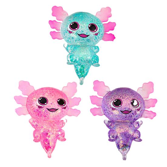 Glittery Salamander Squeeze Toy Soft Slow Rebound Stress Relief Fidget with Transparent Glitter Cute Decompression Gift