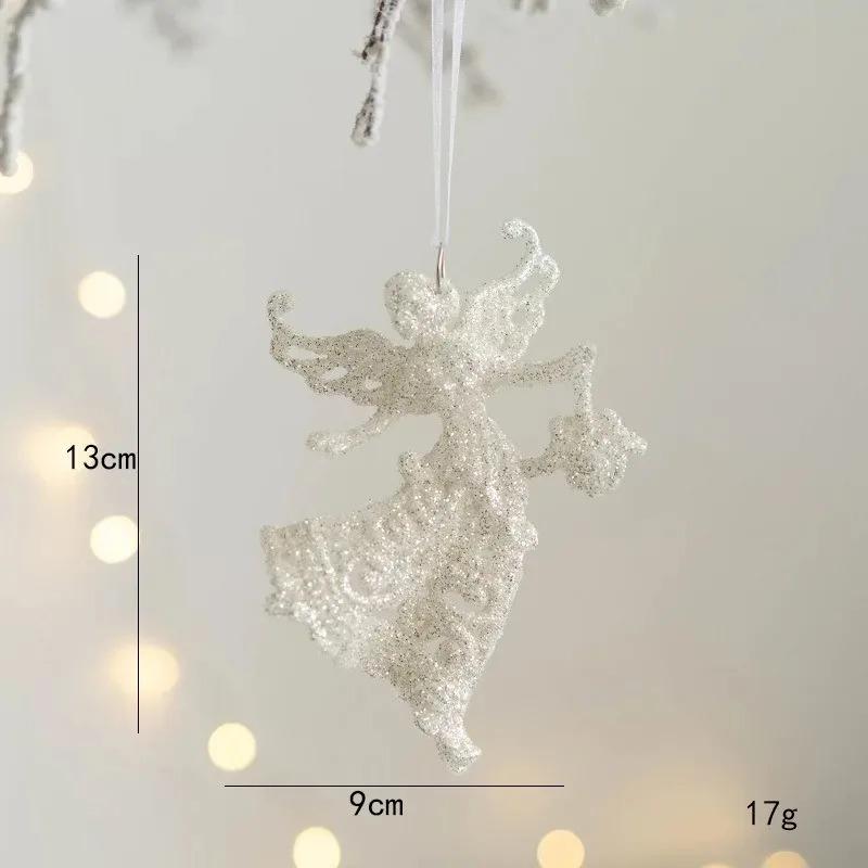 12x11CM 1 Stück Weihnachtsbaum Anhänger Weihnachtsdekoration Glitzer Stern Elch Engel Weihnachtsgeschenk für Heimparty 2025 Neues Jahr Navidad
