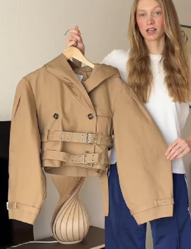 Women's European & American Double-Breasted Lapel Coat - Casual Waist-Cinching Fashion