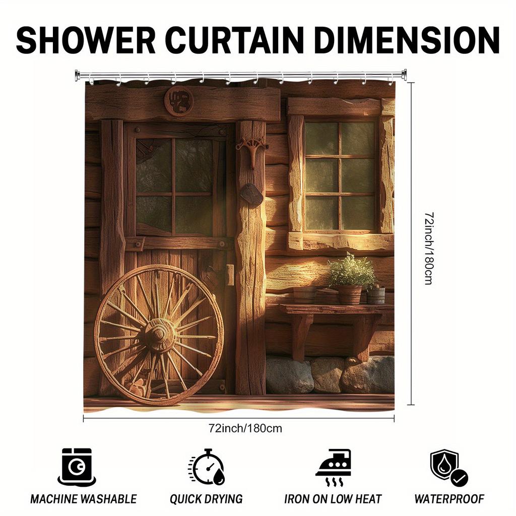 Rustic Wooden Pattern Shower Curtain - Artistic Design, Polyester, Ideal For Bathroom/Home, Perfect Housewarming Gift