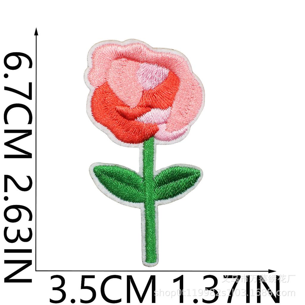 Small Daisy Embroidery Cloth Sticker Cartoon Peony Flower Bag Decoration Computer Embroidery Beautiful Small Red Flower Patch Ironing