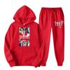 Women's Hooded Sports Tracksuit Unisex Two-Piece Running Outfits Long Sleeve Pullover Hoodies Sweatshirt+Sweatpants Set