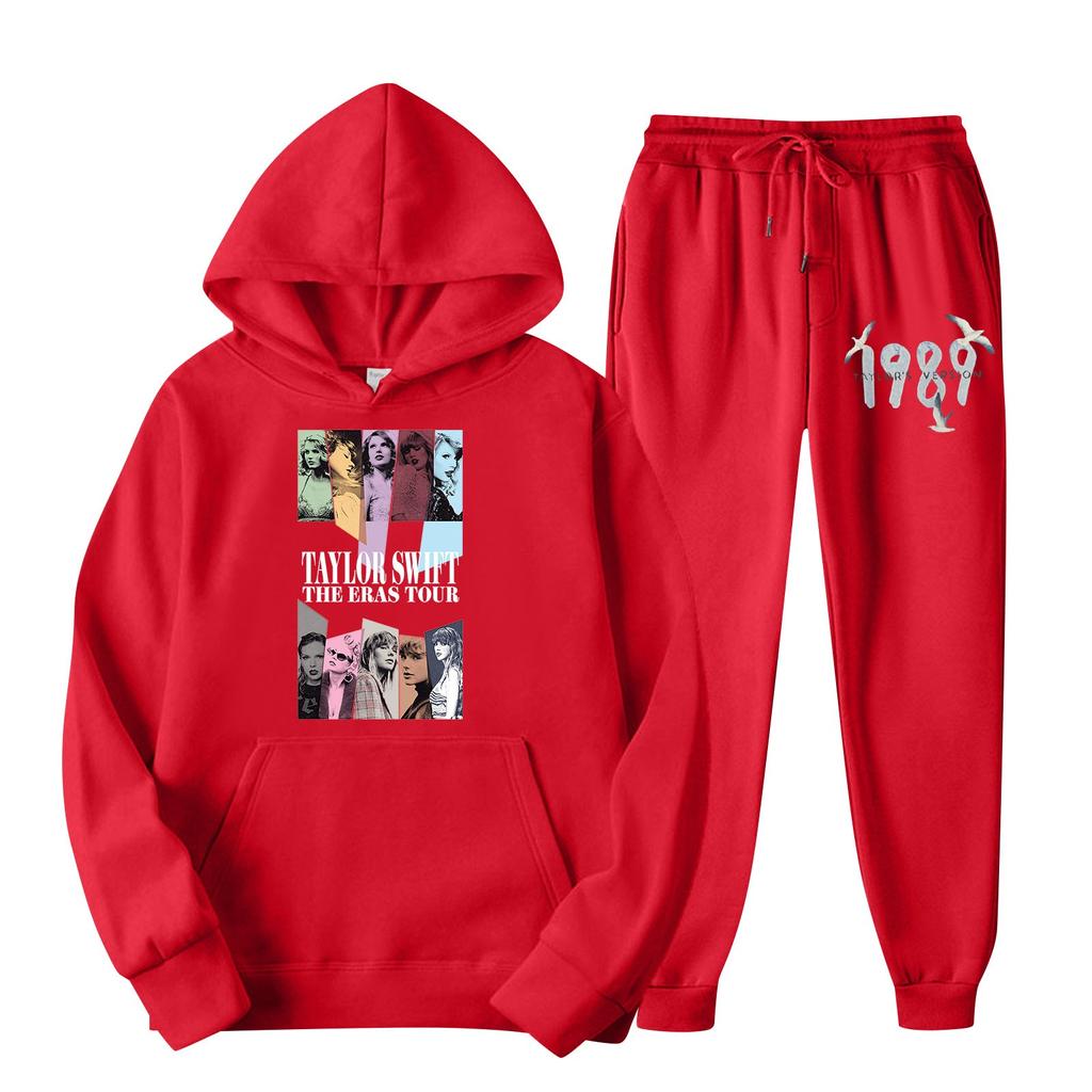 Women's Hooded Sports Tracksuit Unisex Two-Piece Running Outfits Long Sleeve Pullover Hoodies Sweatshirt+Sweatpants Set