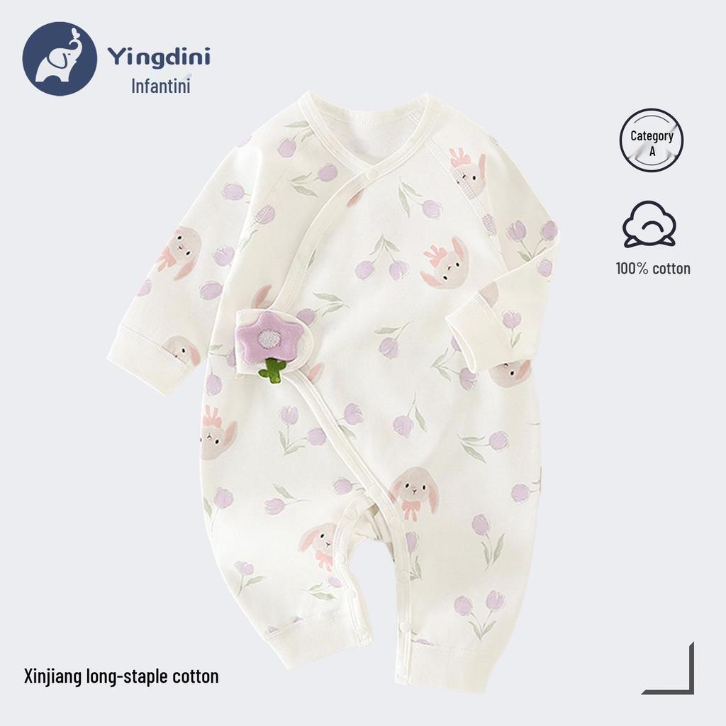 Neugeborenen Strampler aus reiner Baumwolle mit Schmetterlingsmotiv - Atmungsaktiver doppellagiger Anzug für Herbst und Frühling