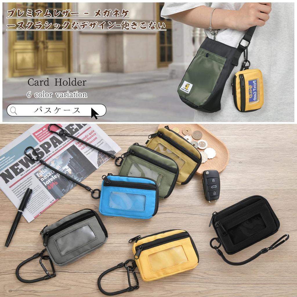 Dieses kompakte Portemonnaie für Männer und Frauen verfügt über ein dehnbares Band, einen Karabinerhaken und einen Schlüsselring.. Es bietet auch Platz für IC-Karten und andere kleine Gegenstände und ist gefertigt