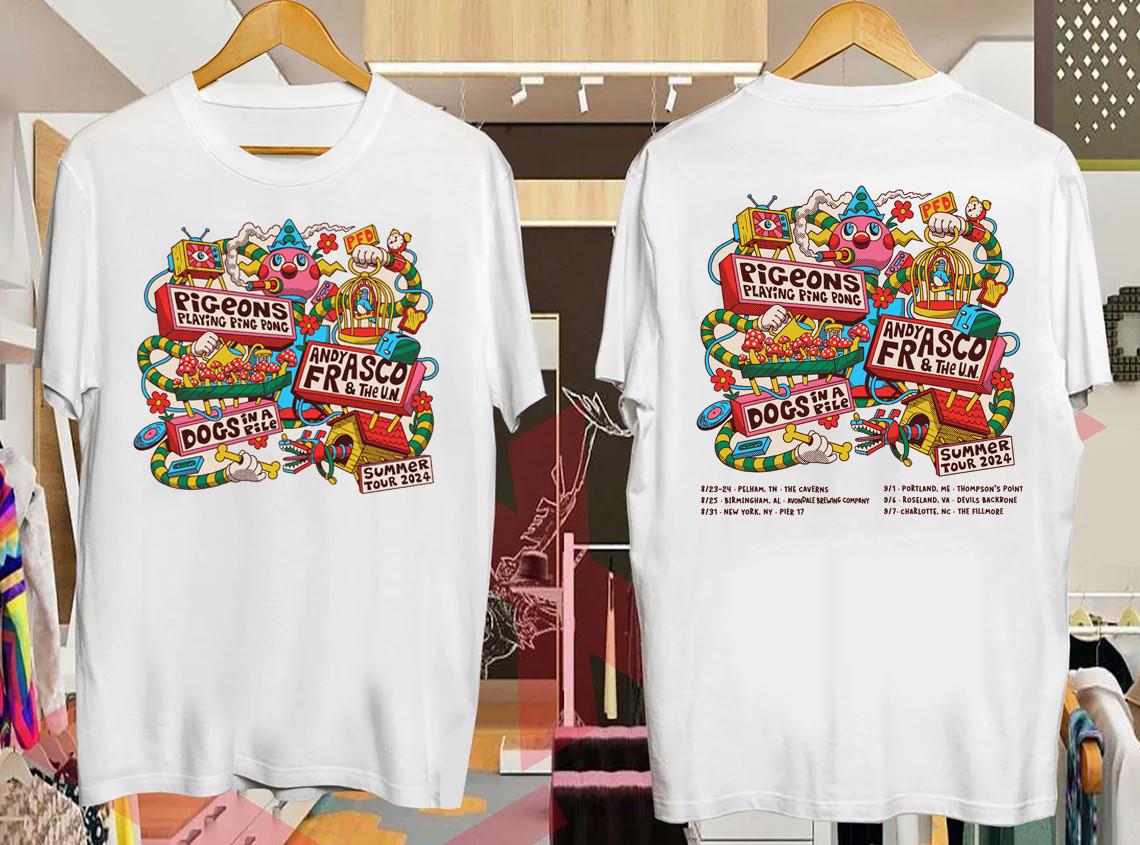 Pigeons Playing Ping Pong Tour 2024 T-Shirt Unisex Tee S-4XL Unisex T-Shirt XL