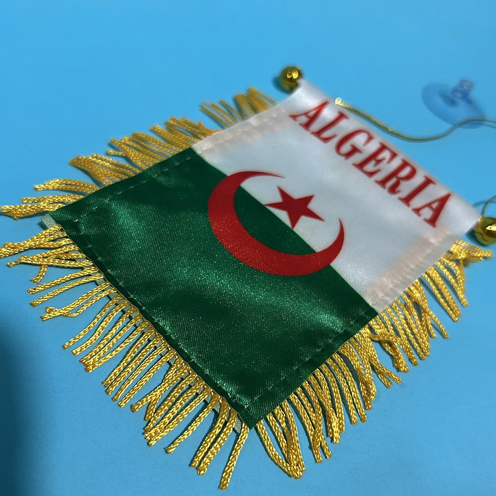 Bandera para Ventana de Coche de Argelia 8*12cm Poliéster Impresa por Ambos Lados Banderas Colgantes de Argelia Mini Bandera de Argelia para la Copa de Fútbol 2026