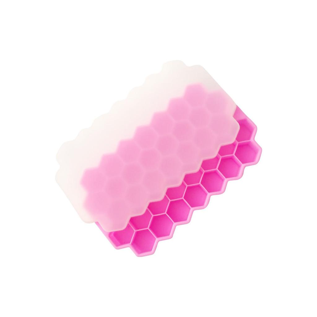 Silicone Honeycomb Ice Cube Mold with Lid, 37-Grid, Stackable, Food-Grade DIY Tray