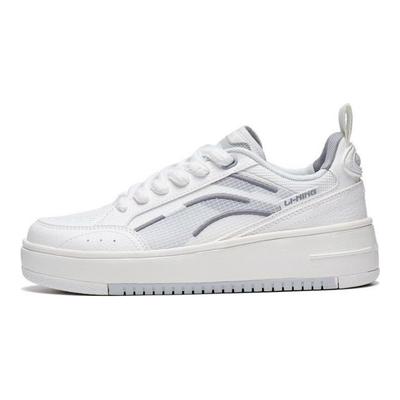 Li Ning Floating Light Non-Slip Wear-Resistant Low-Top Skate Shoes Women Skate Shoes White Gray AGCT142-1
