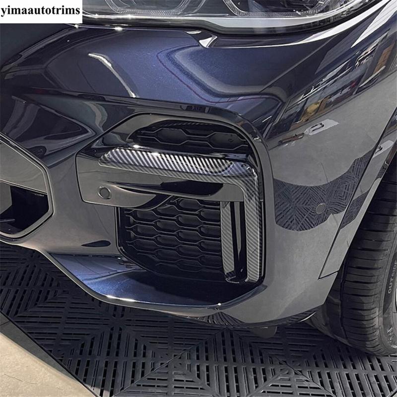 Front Fog Light Lamp Eyebrow Grille Air Intake Decoration Cover Trim For BMW X5 G05  - 2024 Black / Carbon Fiber Accessories